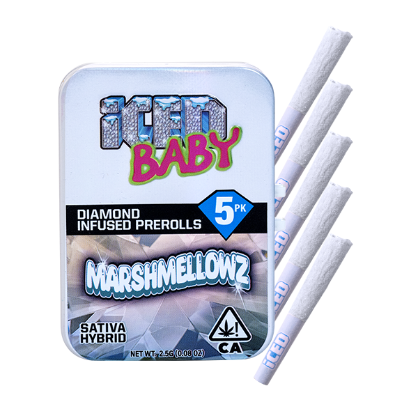 Photograph of product: Iced Diamond Infused Preroll 5pk 2.5g - Marshmellowz (S)