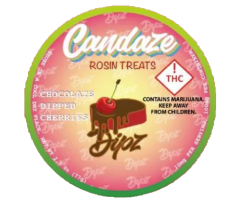Photograph of product: Candaze Dipz Chocolate Dipped Cherry Rosin Gummy/Chocolate 100mg
