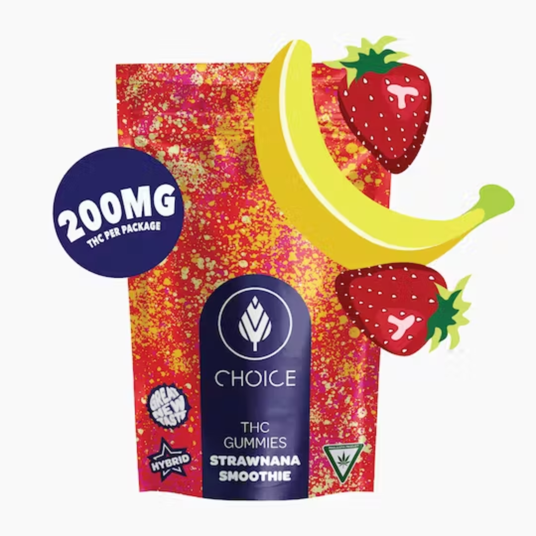 Photograph of product: Choice Chews - Strawnana Smoothie - Gummies - 200mg - Hybrid