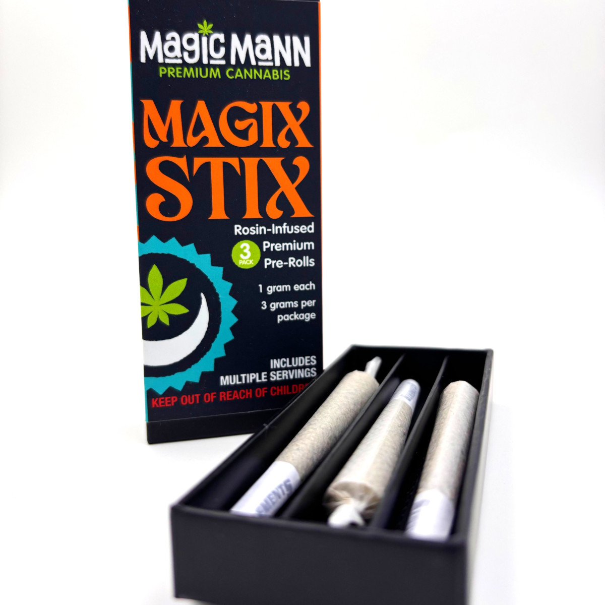 Photograph of product: Magic Mann | Magix  Stix | Purple Cake | Infused 3 Pack 1g Pre Roll