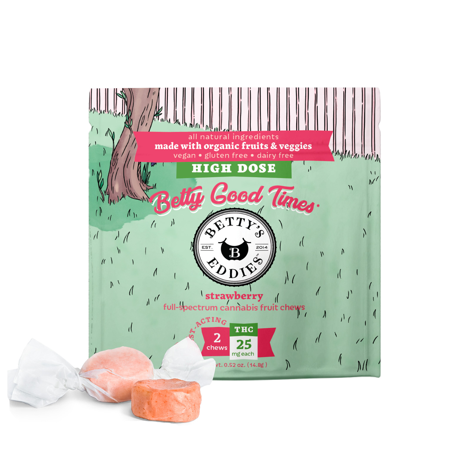 Photograph of product: Betty's Good Times Strawberry [2pk] (50mg TH-oui) Fruit Chews