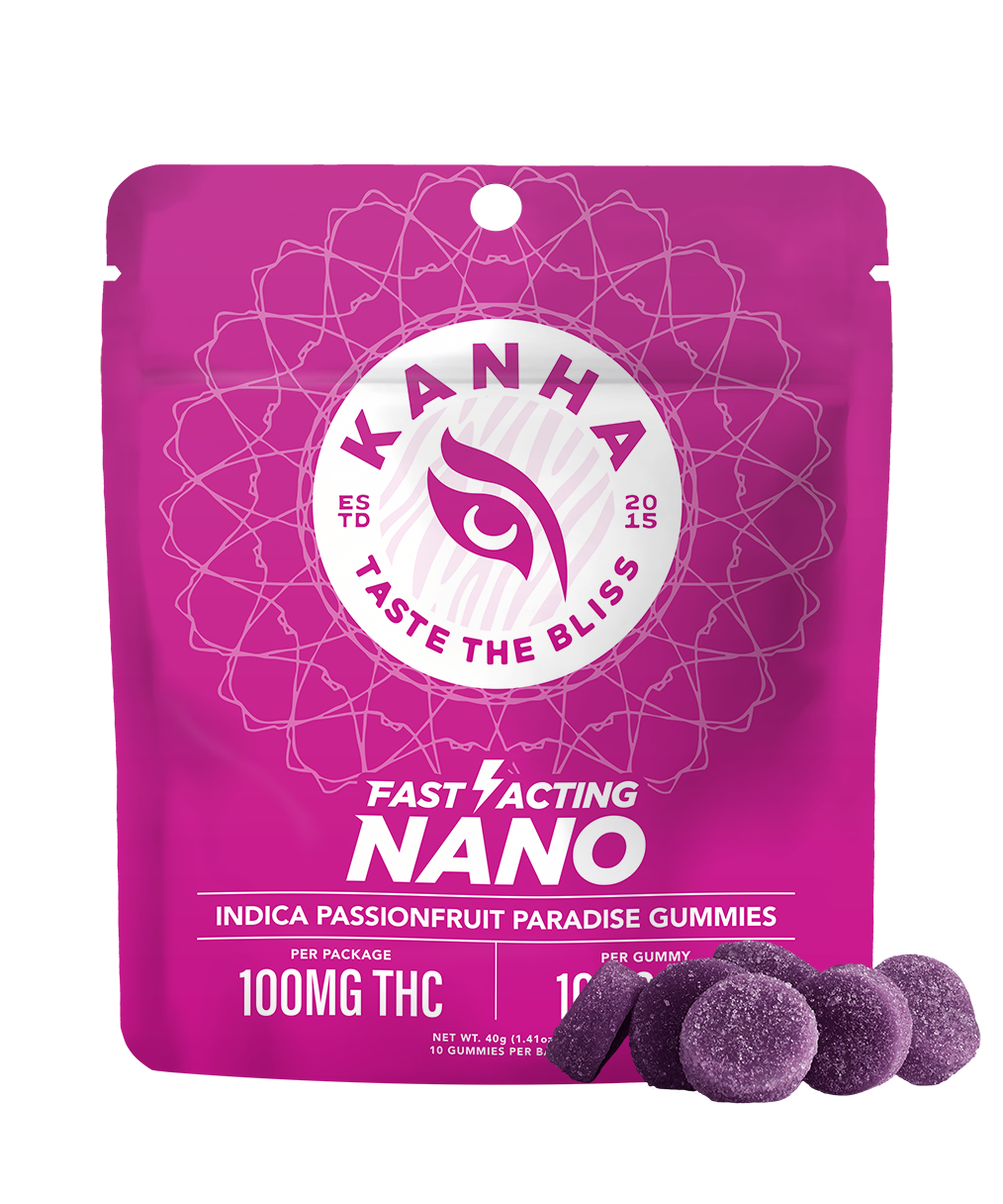 Photograph of product: Kanha Passionfruit Paradise (I) Nano Gummies 10mg 10pk