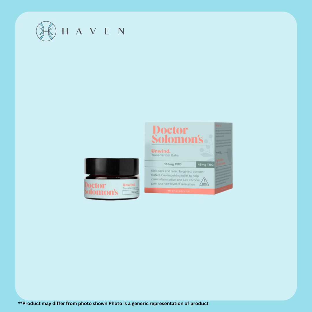 Photograph of product: 180mg 3:1 CBD:TH-oui Dr. Solomon's Unwind Balm | GTI