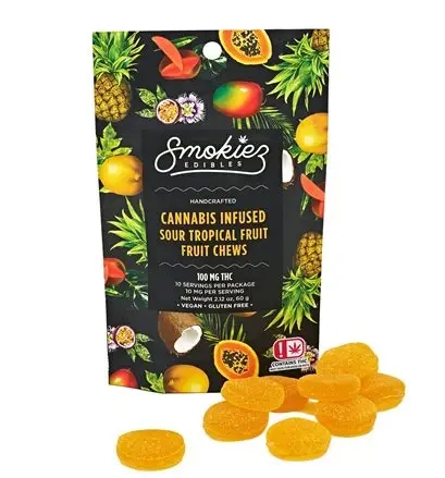 Photograph of product: Sour Tropical Fruit | 1:1 CBD:TH-oui | 10 x 10mg