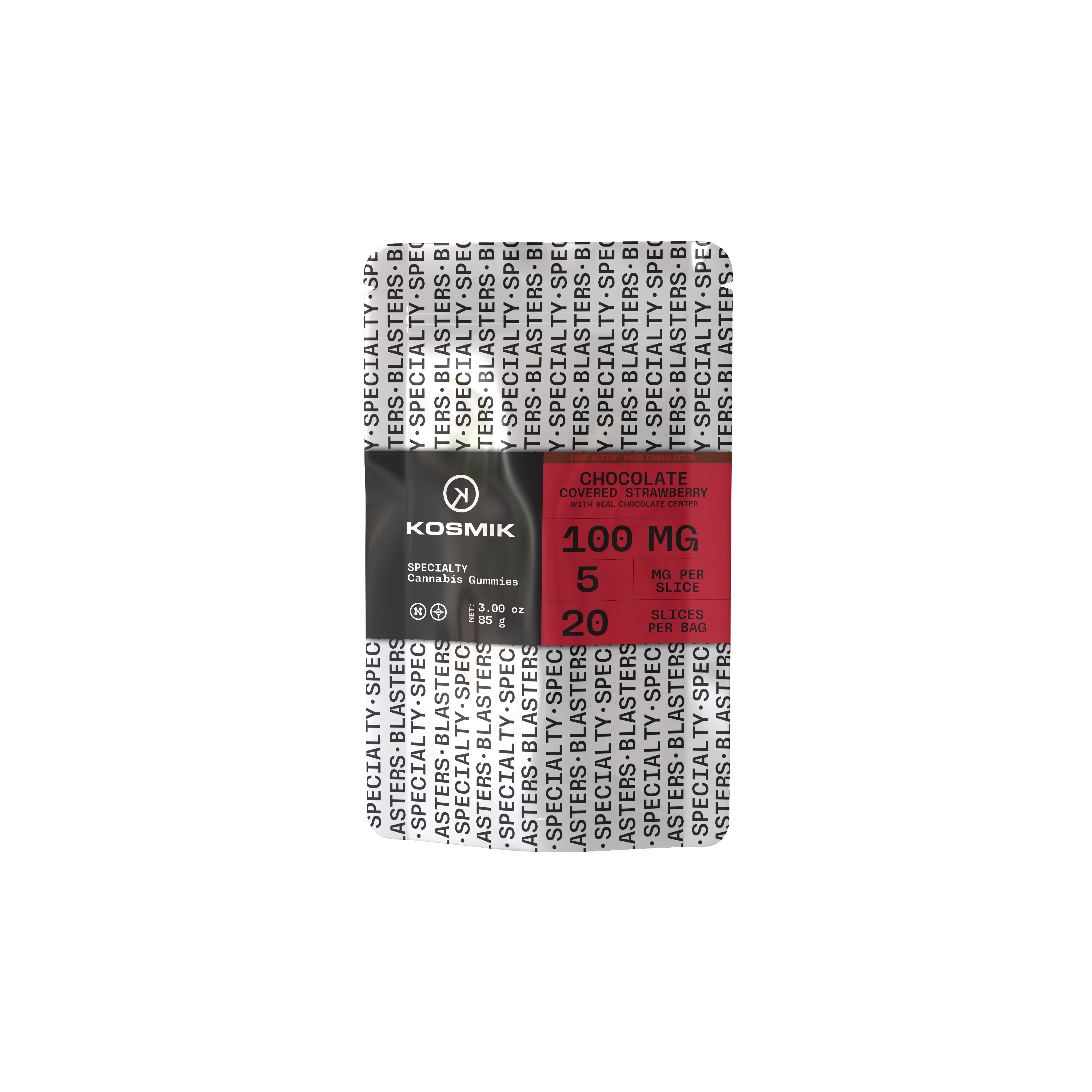 Photograph of product: Kosmik Nano Chocolate Covered Strawberry Gummies 100mg