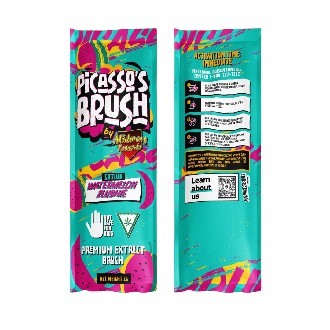 Photograph of product: Midwest Extracts | Watermelon Zlushie Live Resin Picasso Brush | 2g