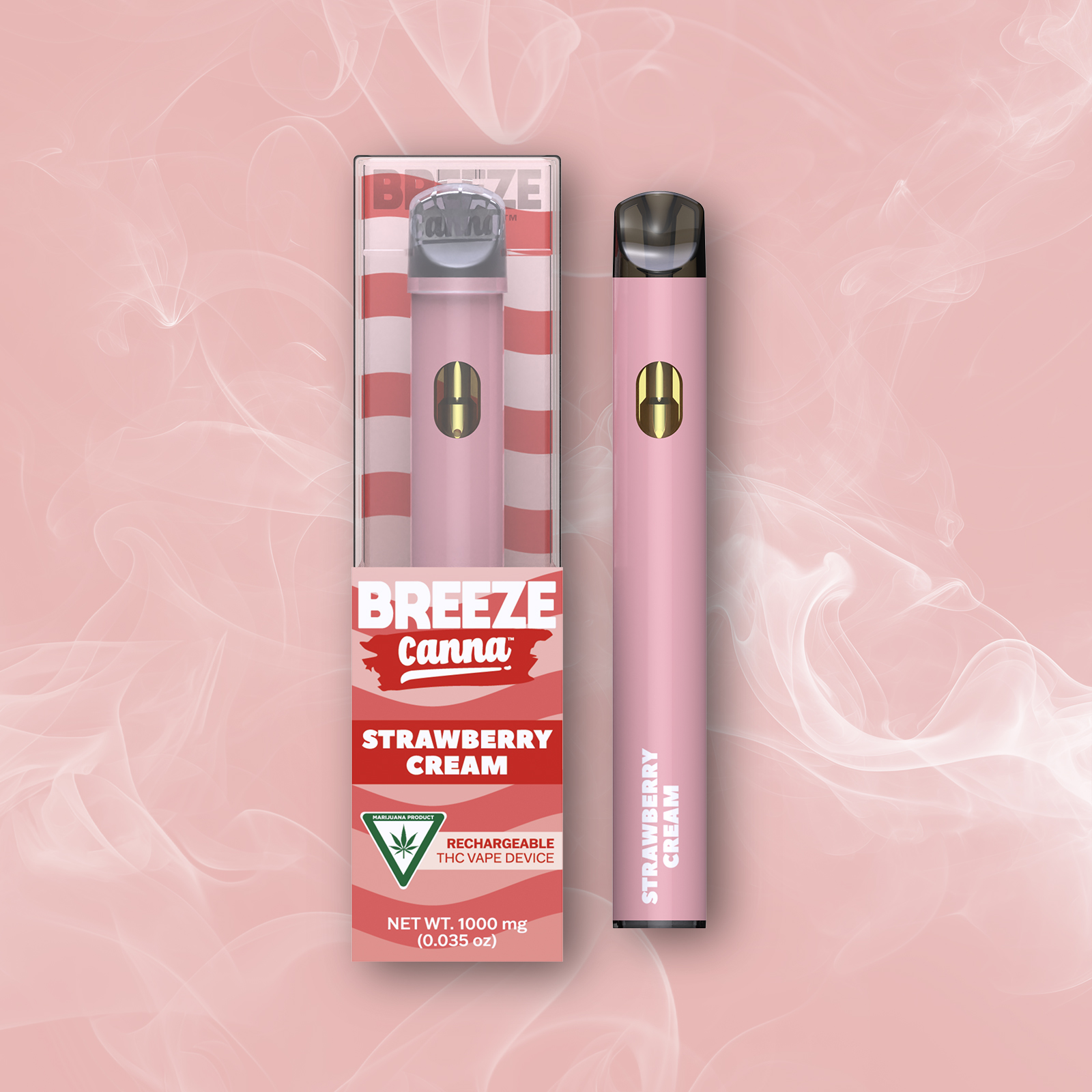 Photograph of product: Strawberry Cream - Classic 1g PLUS Vape Device  BREEZE Canna