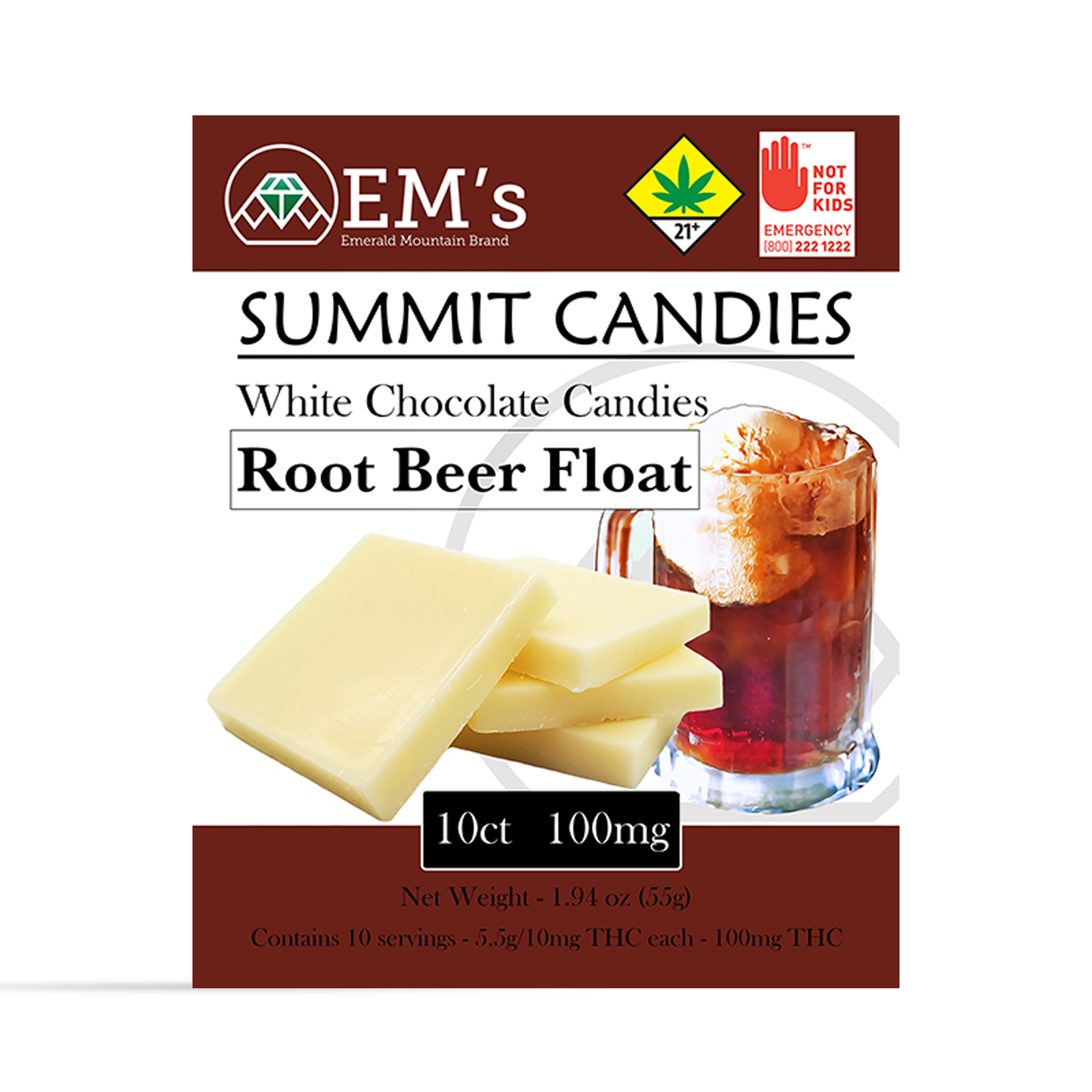 Photograph of product: White Chocolate Root Beer Float Candies 10-pack