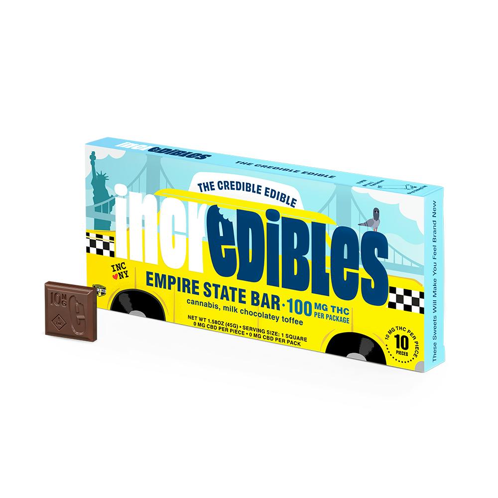Photograph of product: INCREDIBLES | CHOCOLATE BAR | EMPIRE STATE BAR | 100MG