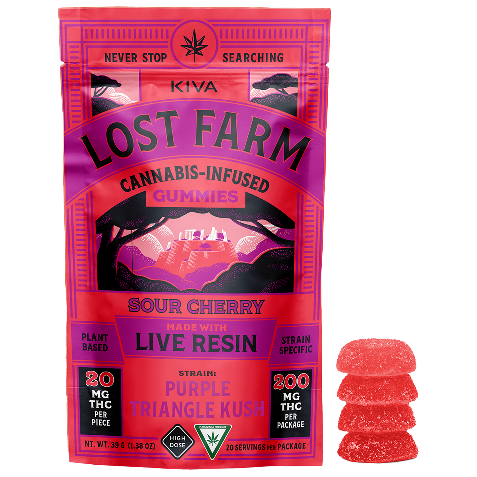 Photograph of product: Raspberry X Ice Cream Cake Live Resin Gummies (200mg THC, 10 Pack)