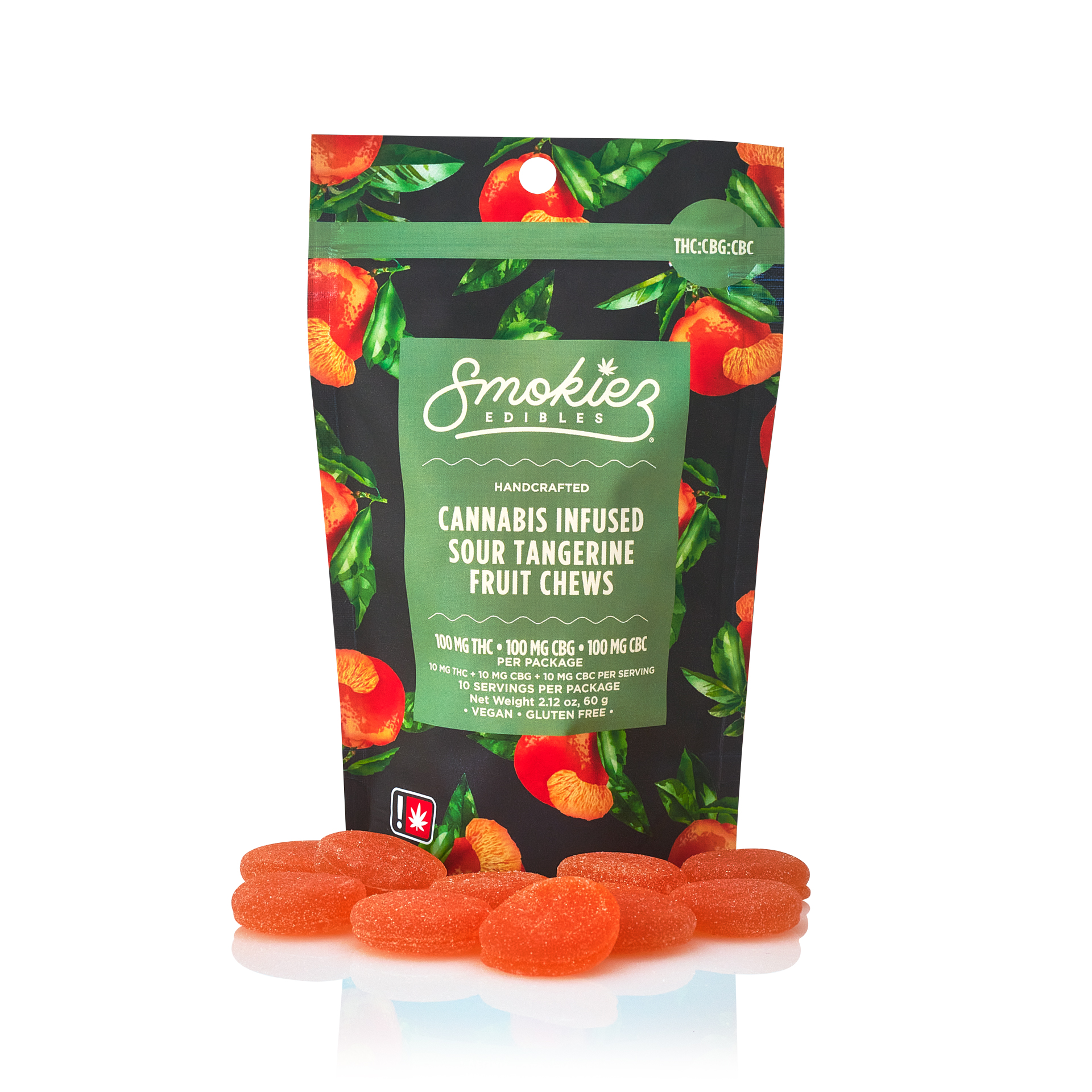 Photograph of product: CBC:CBG:TH-oui 1:1:1 Sour Tangerine  100mg CBC:100mg CBG: 100mg TH-oui Fruit Chews