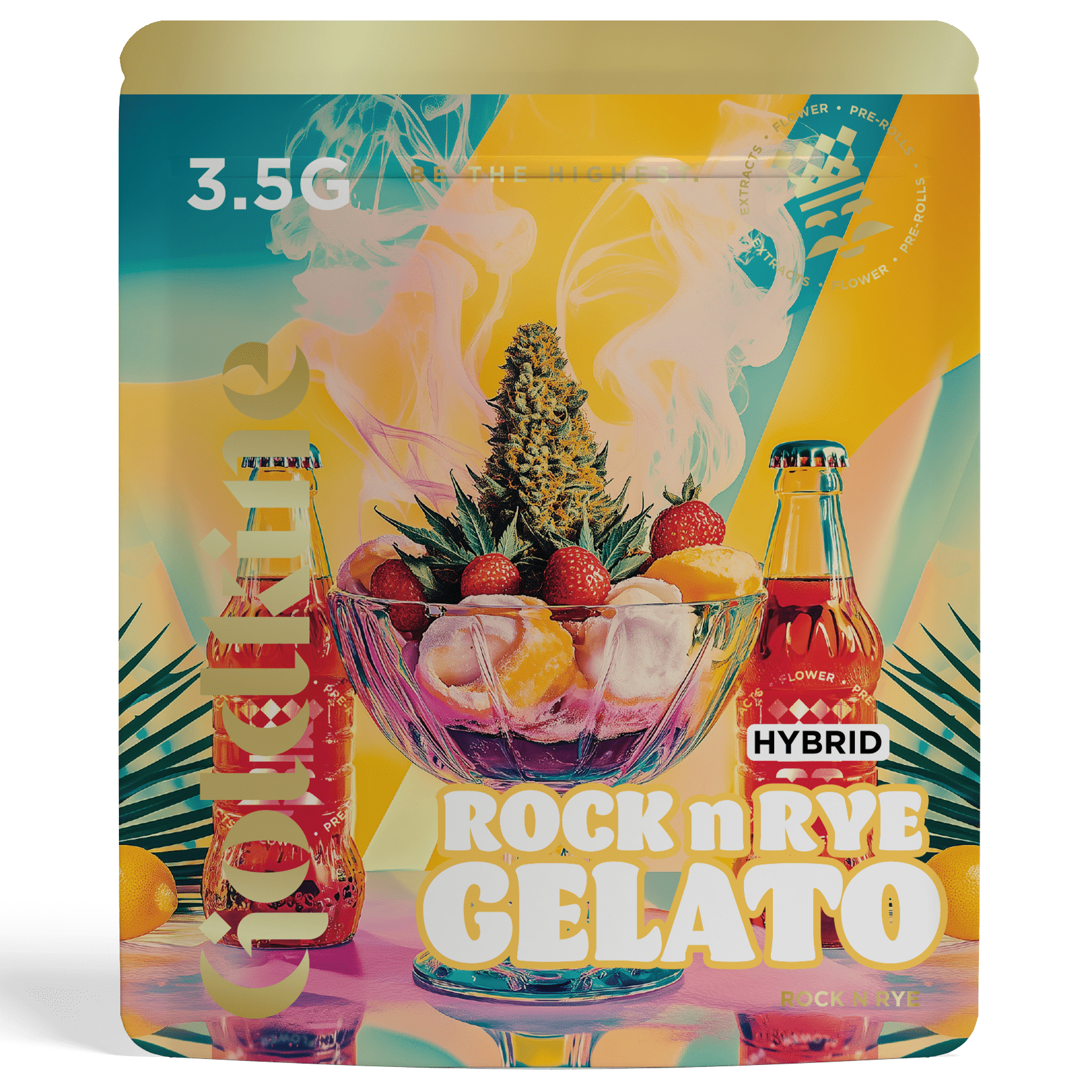 Photograph of product: Prepackaged - Goldkine - Rock n Rye Gelato - (Hybrid) - 26.58% TH-oui - 3.5g