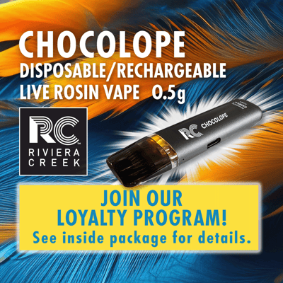 Photograph of product: Riviera Creek - Live Rosin - Disposable - Chocolope (S) - 0.5g
