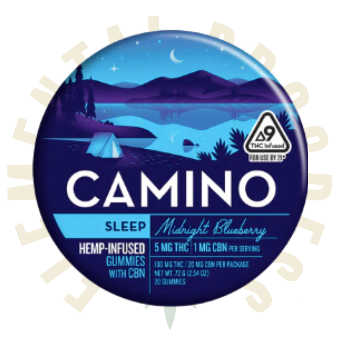 Photograph of product: Camino Gummies - 100mg - 100mg TH-oui : 20mg CBN - Midnight Blueberry