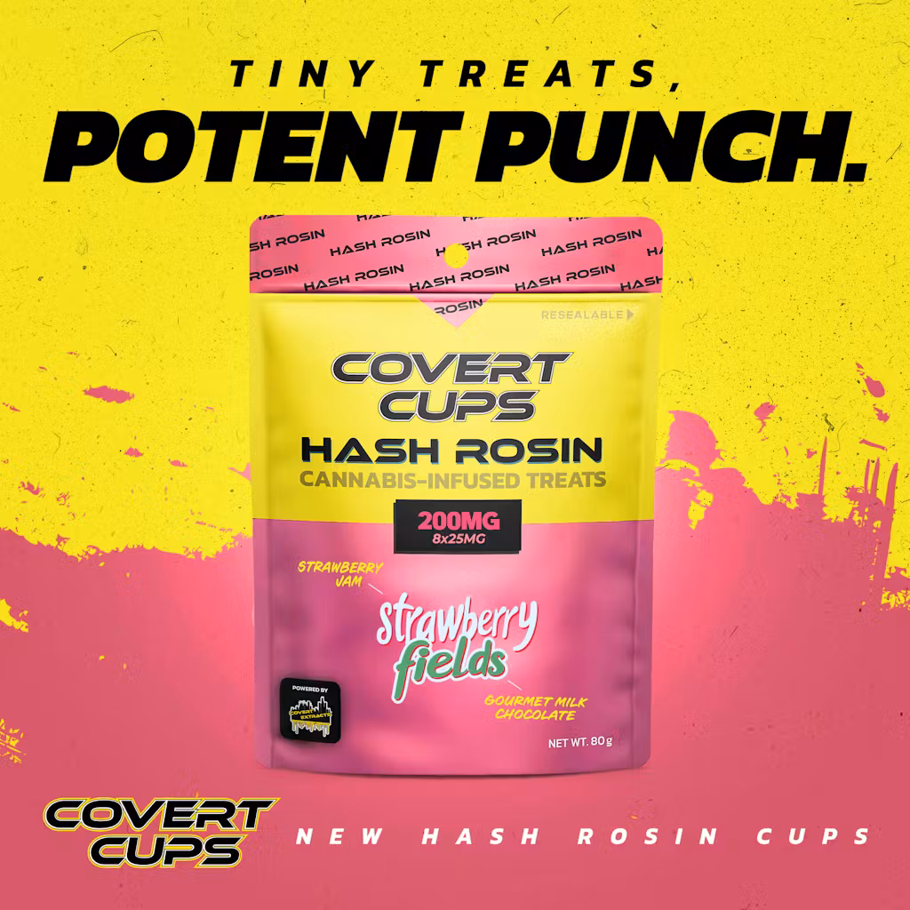 Photograph of product: Covert Cups - 200mg au chocolat Rosin Cups - Strawberry Fields