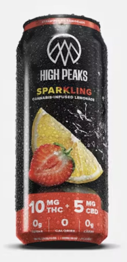 Photograph of product: High Peaks | Beverage | Sparkling Strawberry Lemonade | 10mg 12oz