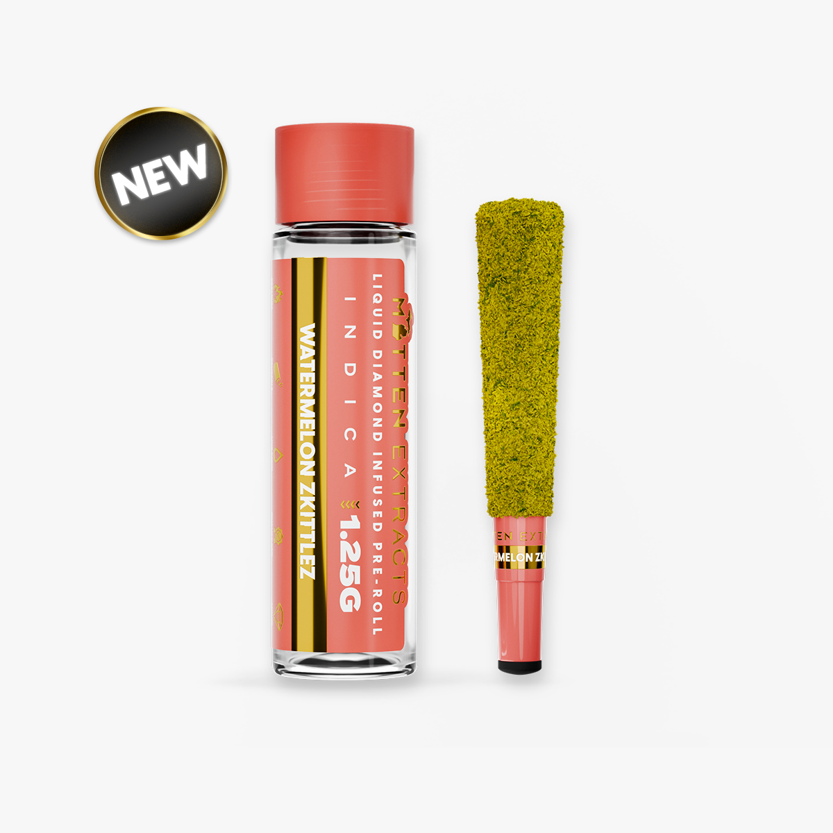 Photograph of product: Mitten Extracts - Liquid Diamond Pre-roll 1.25g - Watermelon Zkittlez - Oui'd