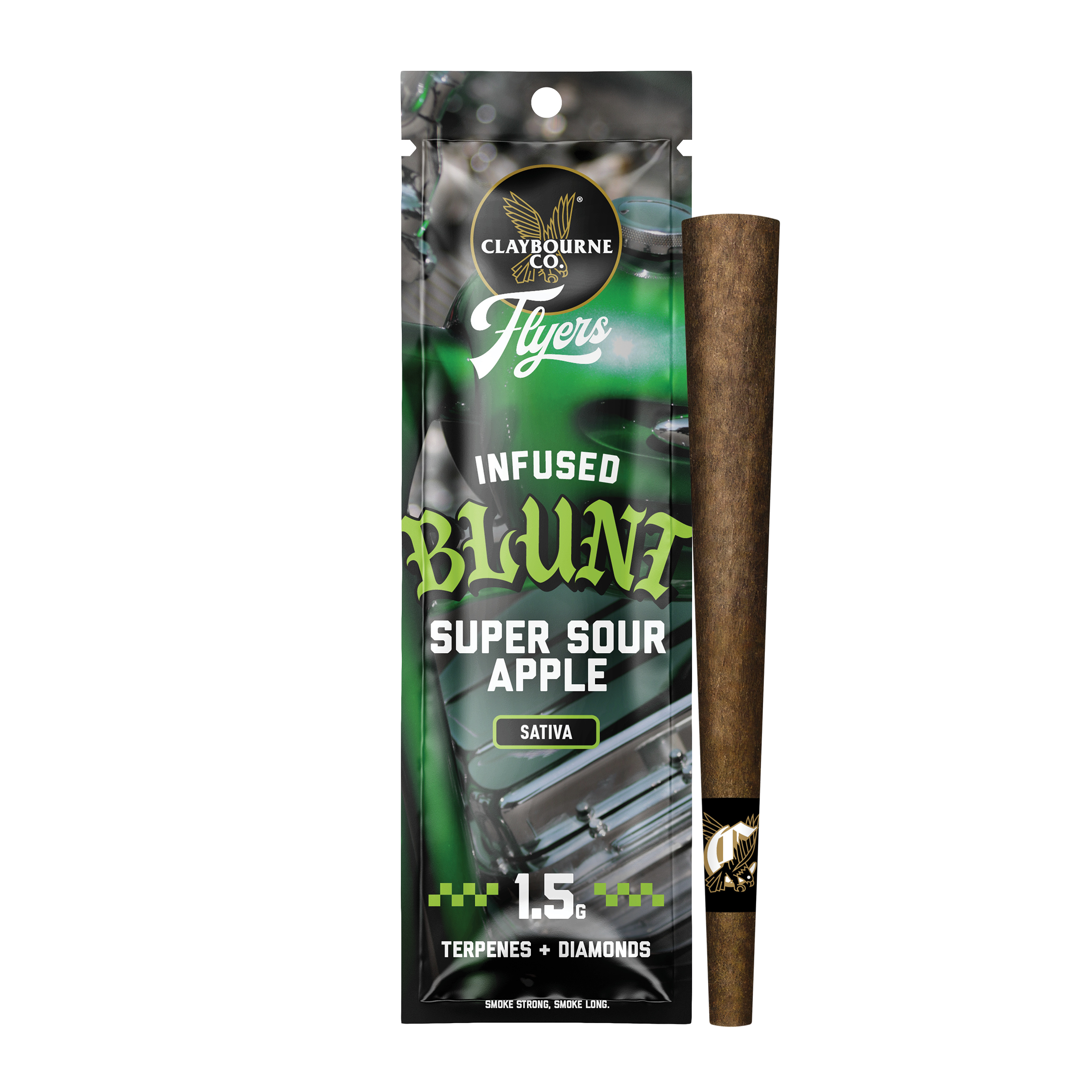 Photograph of product: Claybourne Co. Flyers Super Sour Apple (S) Infused Blunt 1.5g