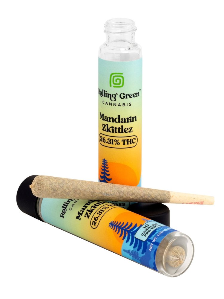 Photograph of product: Rolling Green Oui'd Pre-Roll - Mandarin Zkittles