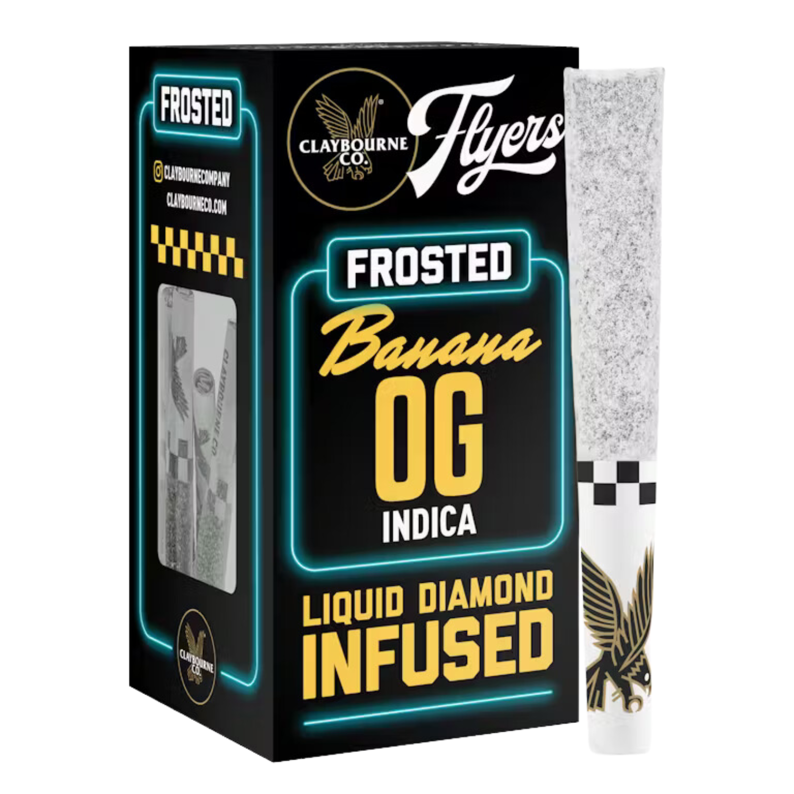 Photograph of product: BANANA OG LIQUID DIAMOND INFUSED TH-ouia DUSTED 5PK PREROLLS