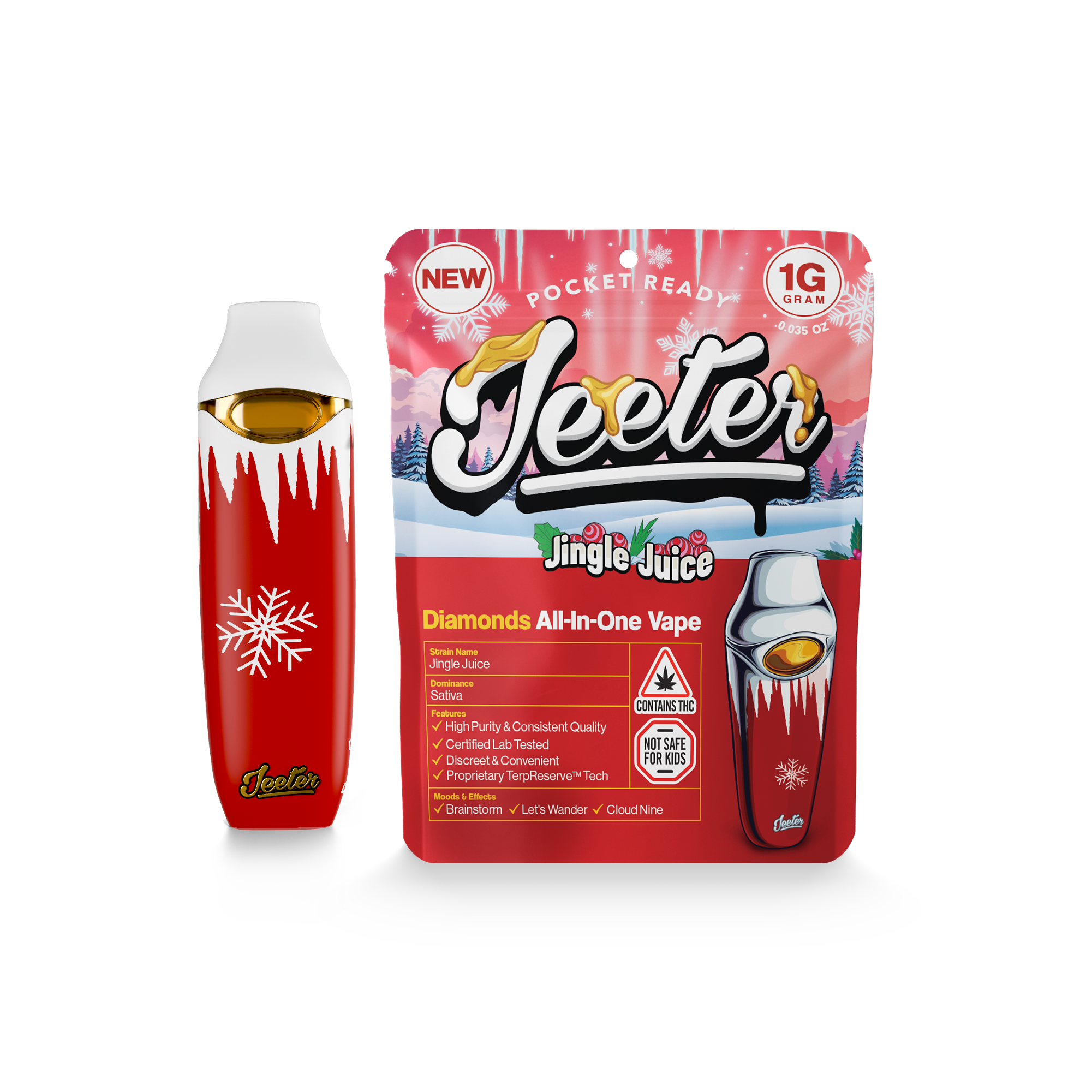 Photograph of product: Jeeter - Jingle Juice - All in One Diamonds Vape - 1g
