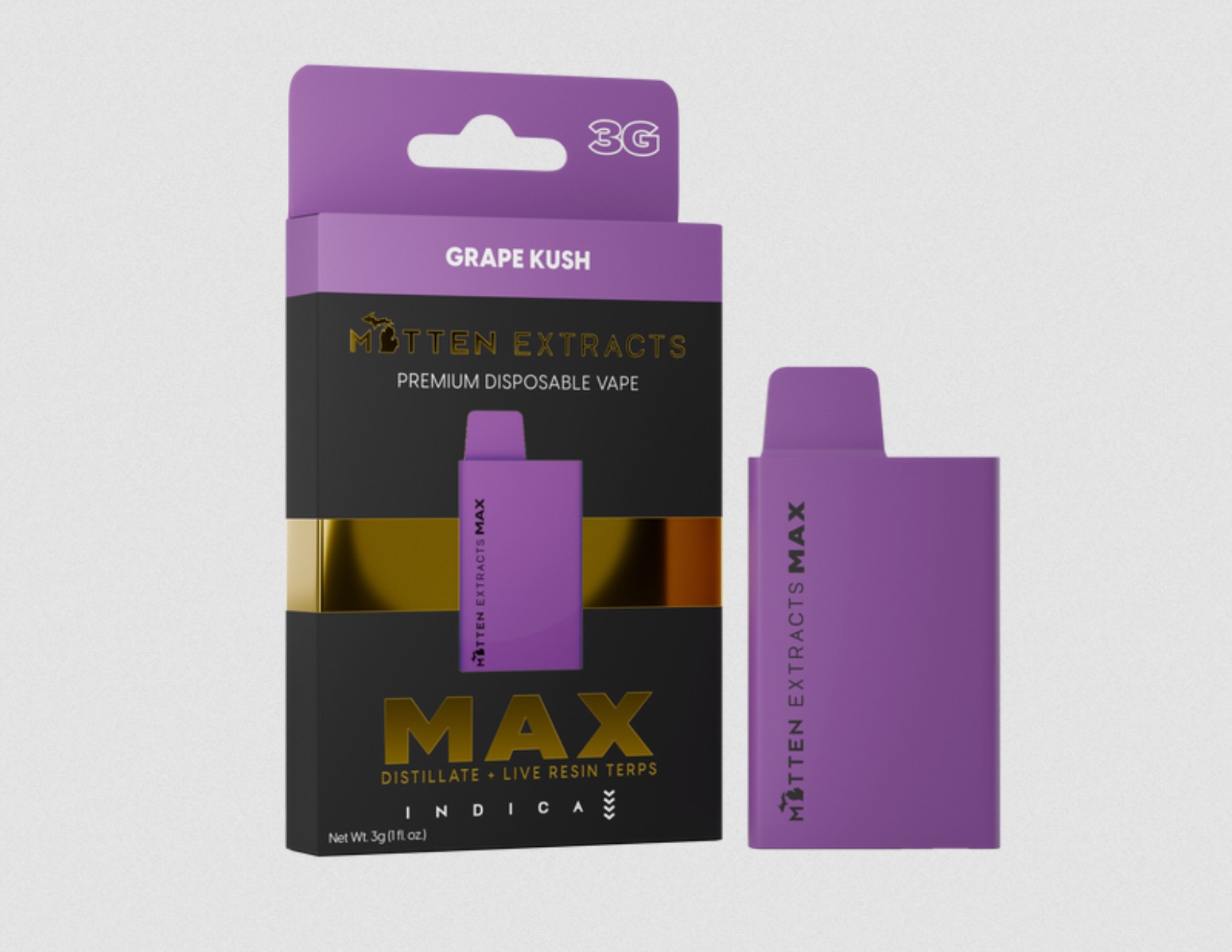 Photograph of product: Mitten Extracts - Grape Kush - 3g Disposable Vape