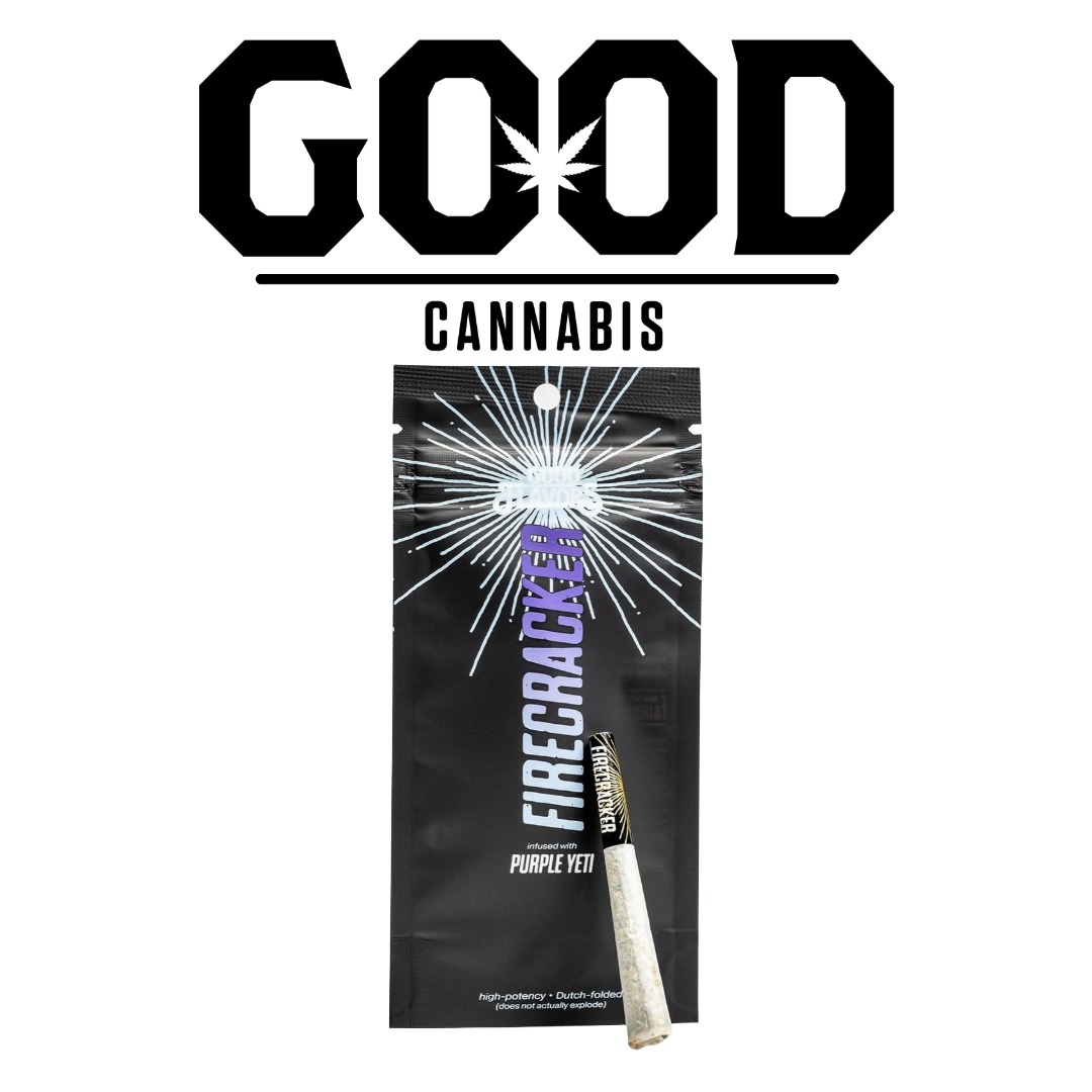 Photograph of product: Purple Yeti Firecracker Distillate Infused Preroll (Oui'd) - 0.6g