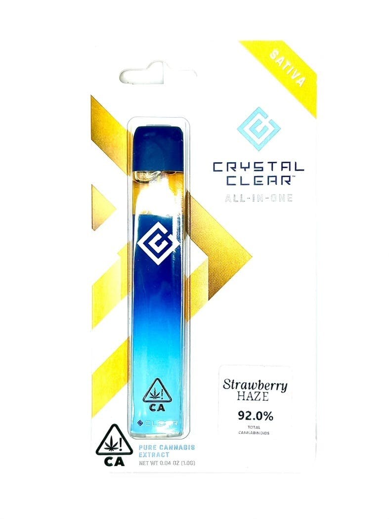 Photograph of product: Crystal Clear - Strawberry Haze - Disposable Cart - 1g