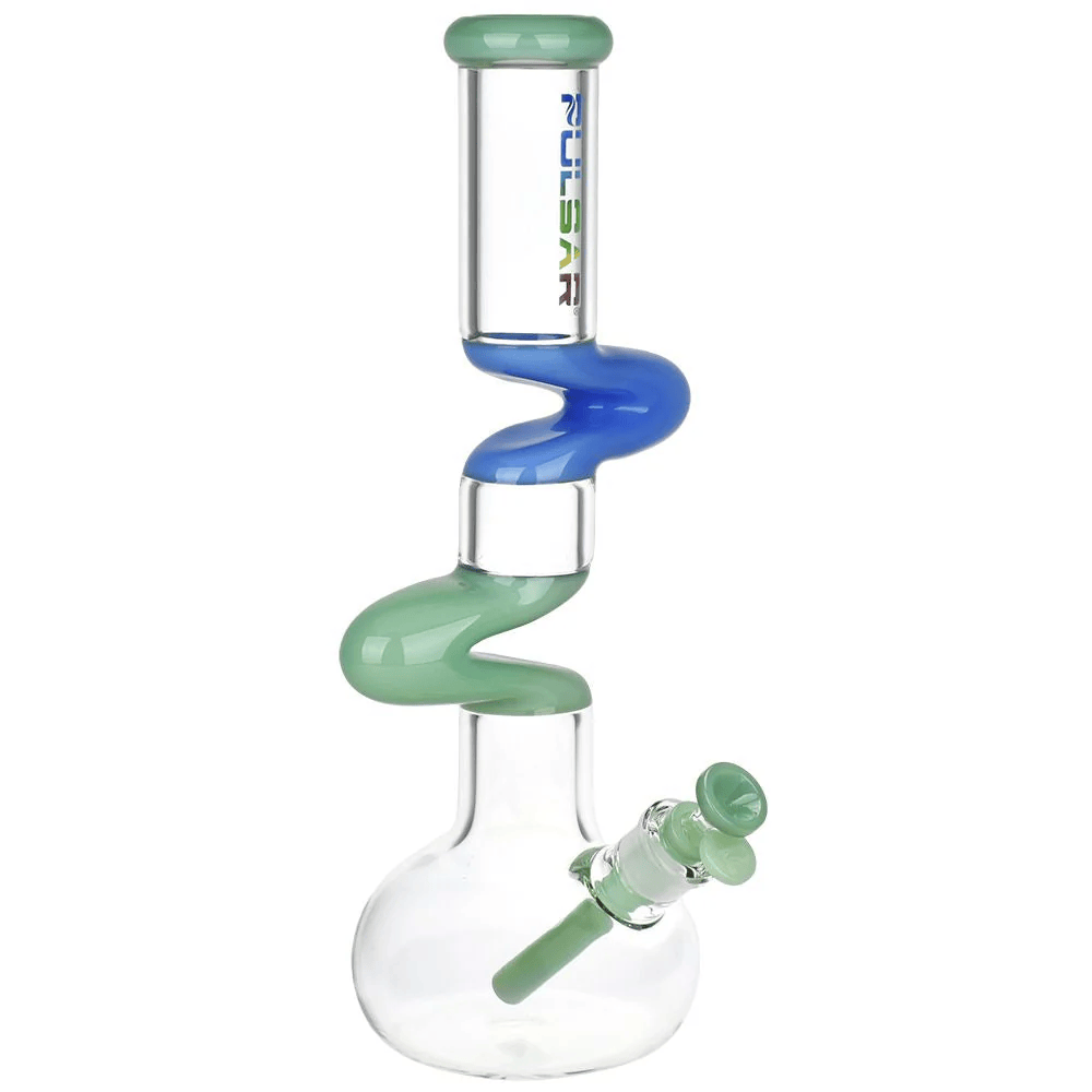 Photograph of product: Pulsar Paths Of Joy Glass Water Pipe - 15" / 14mm | Green