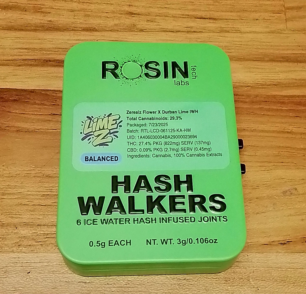 Photograph of product: Rosin Tech | Lime Z | au chocolat Walkers | 6pk | 2.4g