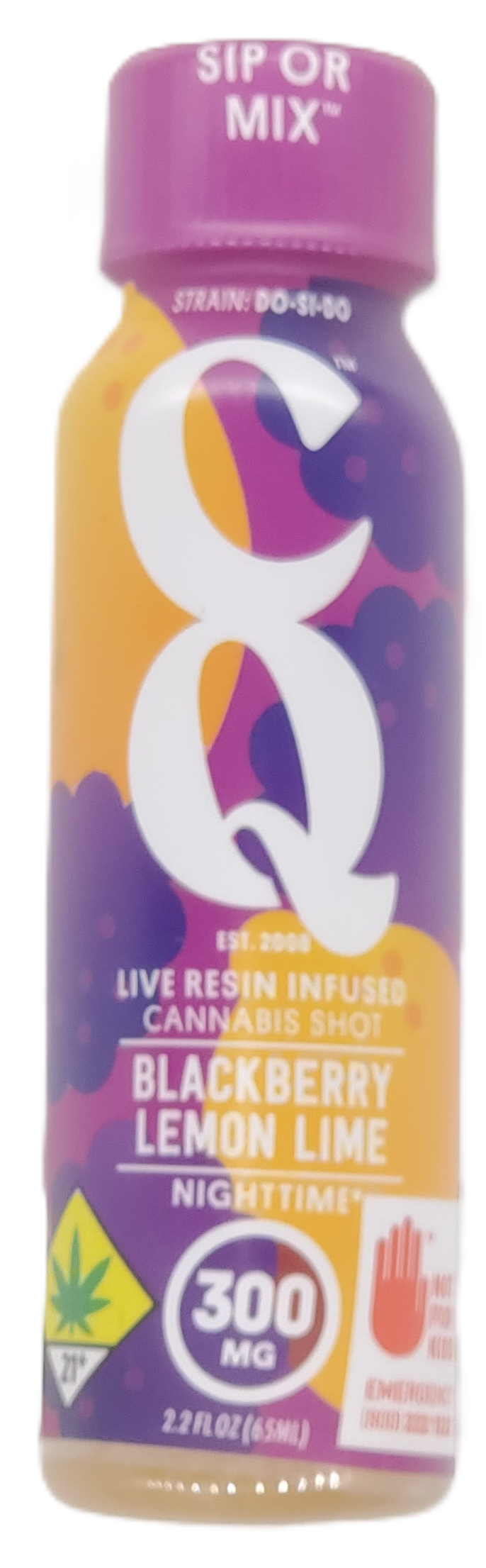 Photograph of product: CQ Shot Nighttime Blackberry Lemon Lime - 1:1:1 TH-oui:CBD:CBN 2.2oz