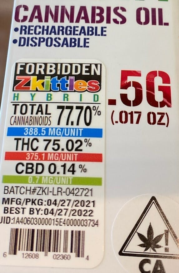Photograph of product: Flav - Live Resin Pod - Forbidden Zkittlez - 0.5G