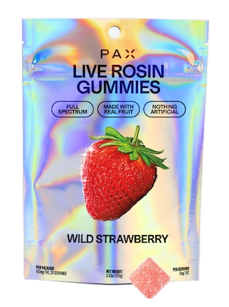 Photograph of product: PAX Wild Strawberry Live Rosin Gummies 100mg