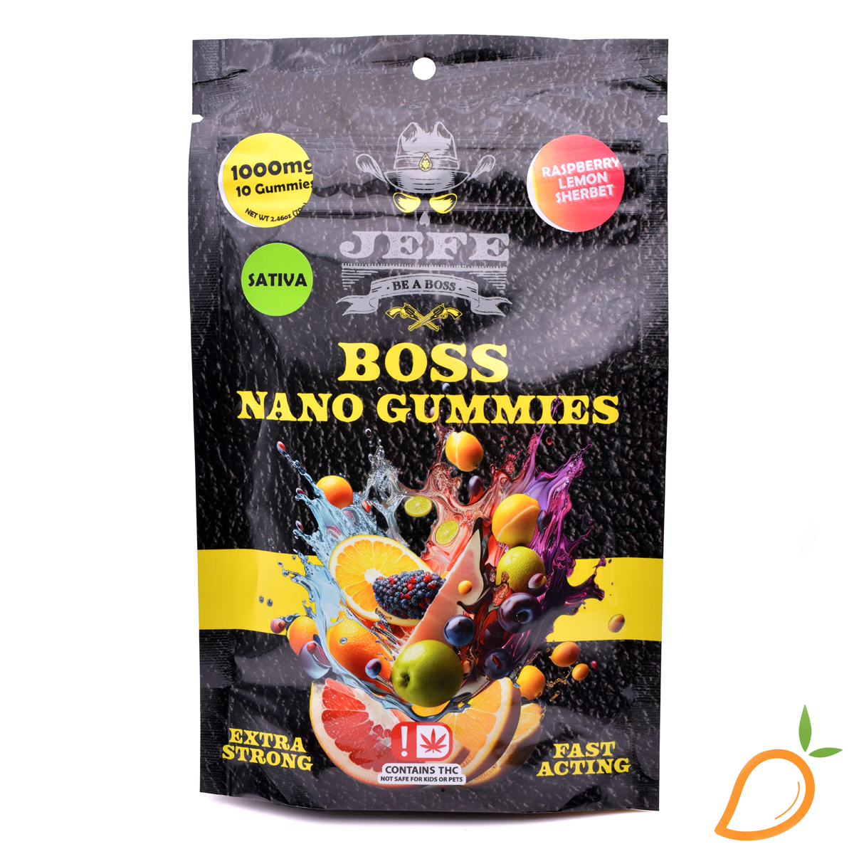 Photograph of product: 1000mg Raspberry Lemon Sherbet Nano Jefe Gummies