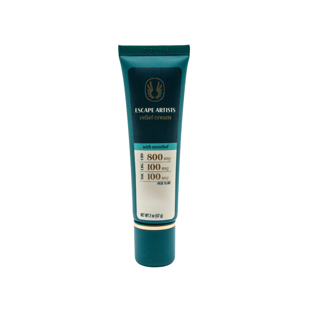 Photograph of product: Escape Artist - Menthol Relief Cream [800mg CBD:100mg CBG:100mg TH-oui] - 2oz Tube