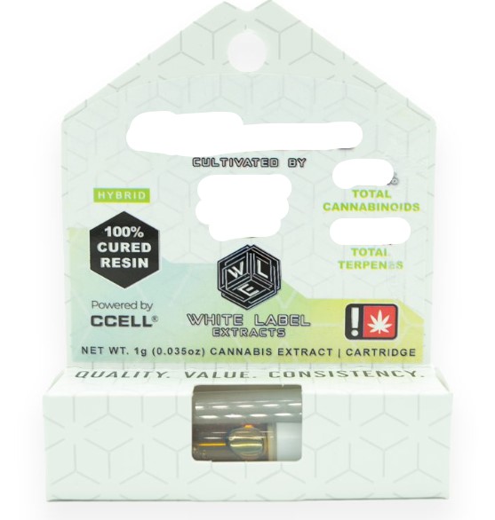 Photograph of product: Cartridge - 1g Cured Resin White Label Extracts - Ruf!os - GREEN LEAF SPECIAL
