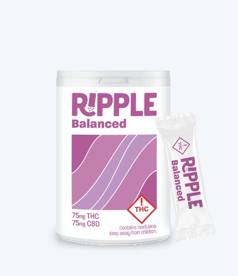 Photograph of product: Ripple Balanced Dissolvable 1:1 75mg TH-oui 75mg CBD