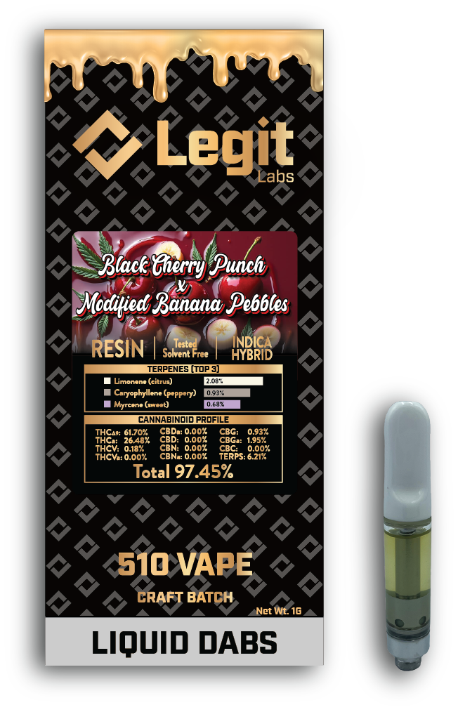 Photograph of product: Blk Cherry Punch x Modified Banana Pebbles 510 1g Cart