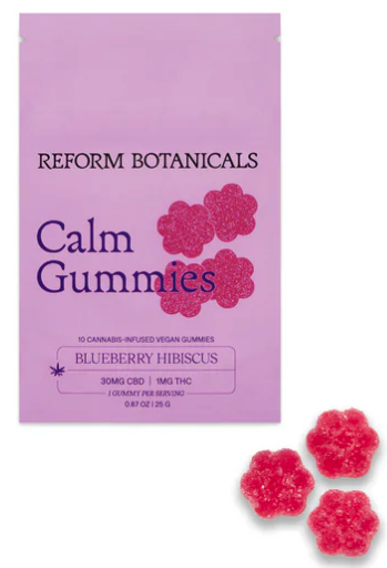 Photograph of product: Reform Botanicals | Calm Gummy | 1mg TH-oui: 30mg CBD |10 Pack