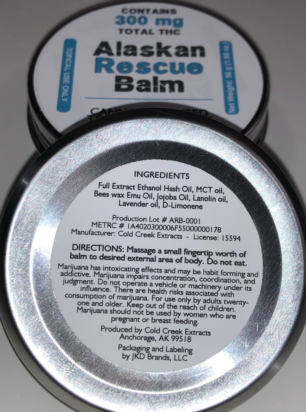 Photograph of product: Alaska Rescue Balm 1:1 TH-oui:CBD