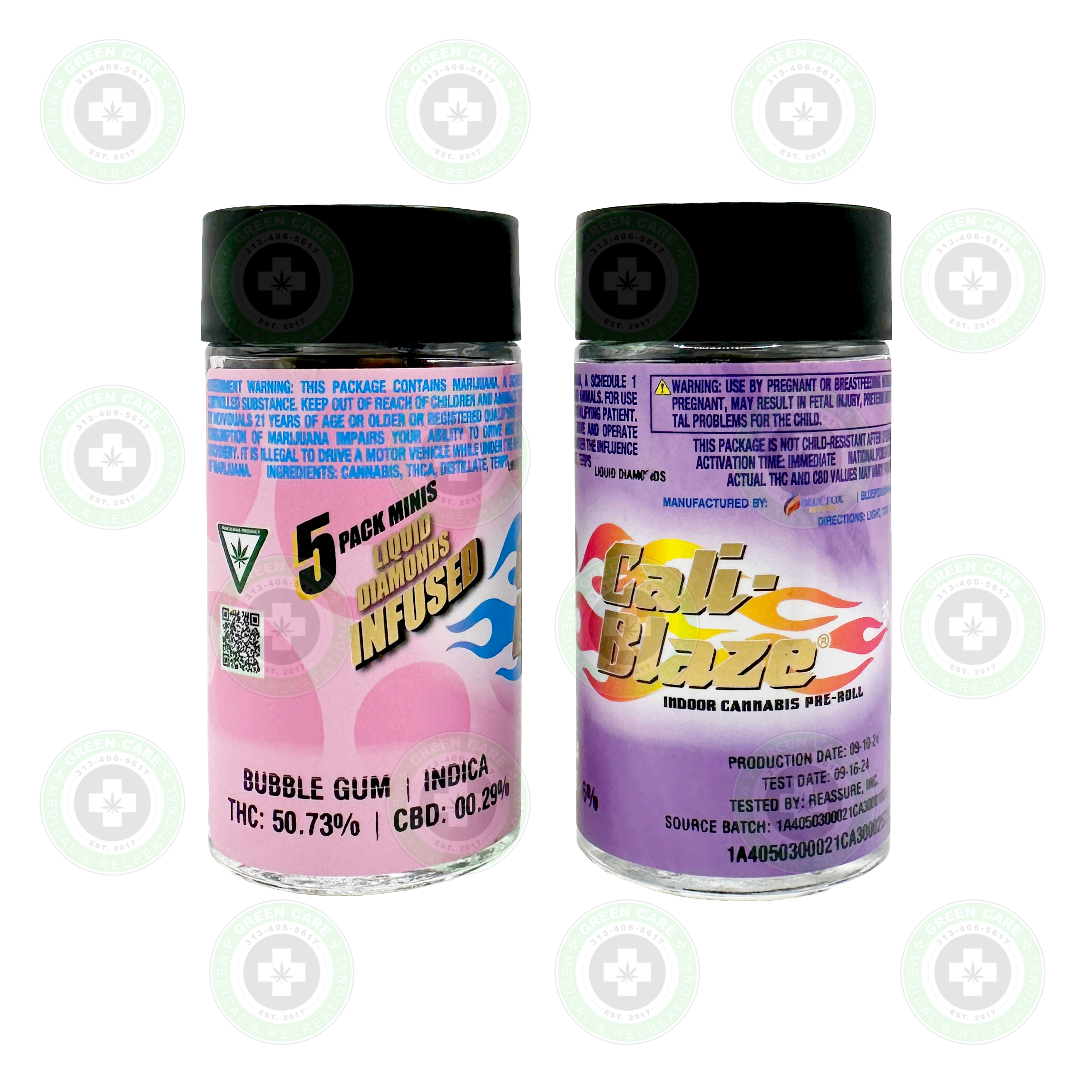 Photograph of product: Cali Blaze - Cotton Candy 5-Pack 0.7g Liquid Diamonds Infused Pre-Rolls | 3/$50