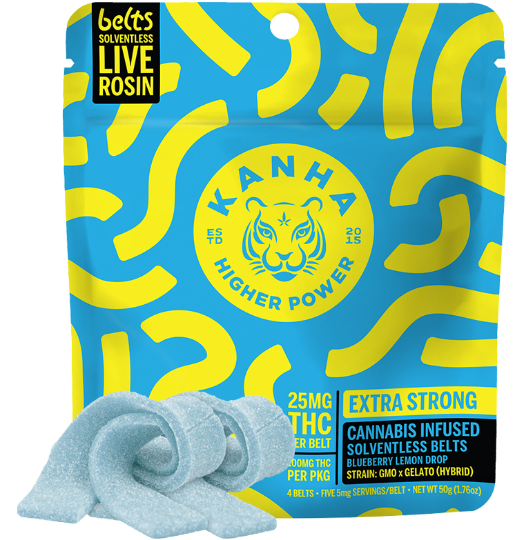 Photograph of product: Nano Blueberry Lemon Drop Hybrid LRosin Belts | 50G 100MG 4PK