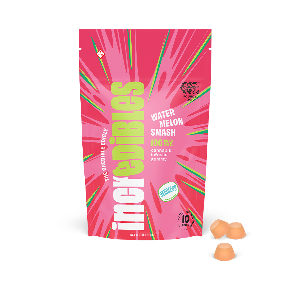 Photograph of product: Watermelon Smash Gummies 100mg (10-Pack | 10mg Each)