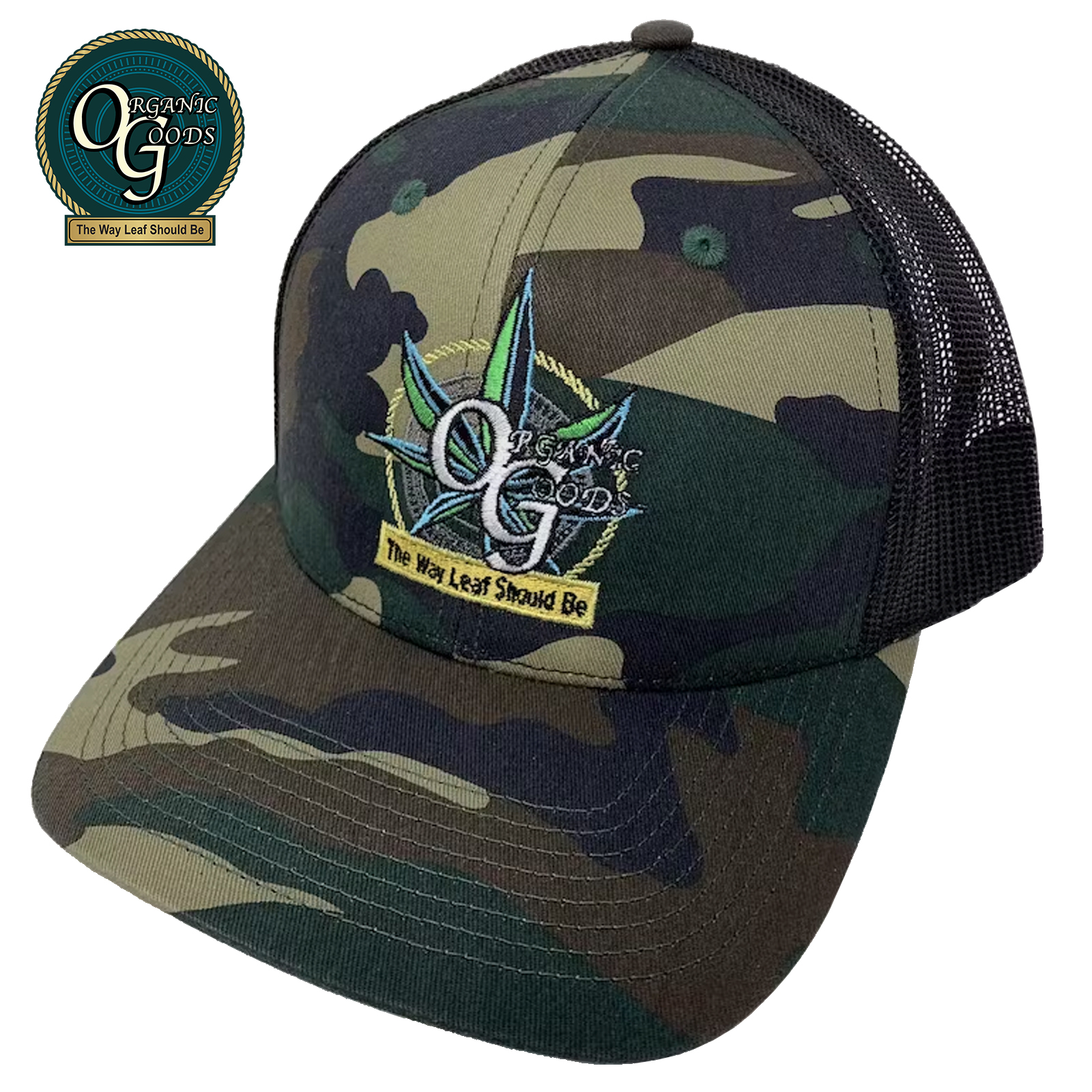 Photograph of product: Organic Goods Adjustable Camo Baseball Cap w/ Color Logo