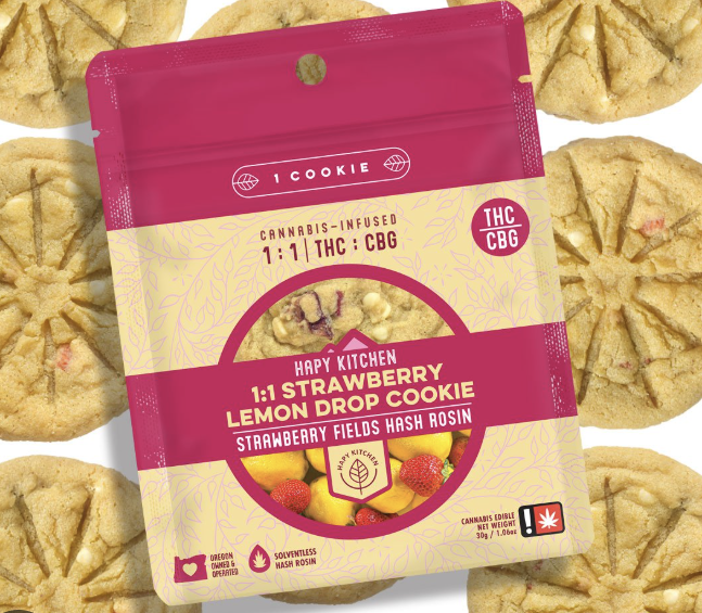 Photograph of product: Hapy Kitchen | 100MG | 1:1 TH-oui:CBG Strawberry Lemon Drop Cookie