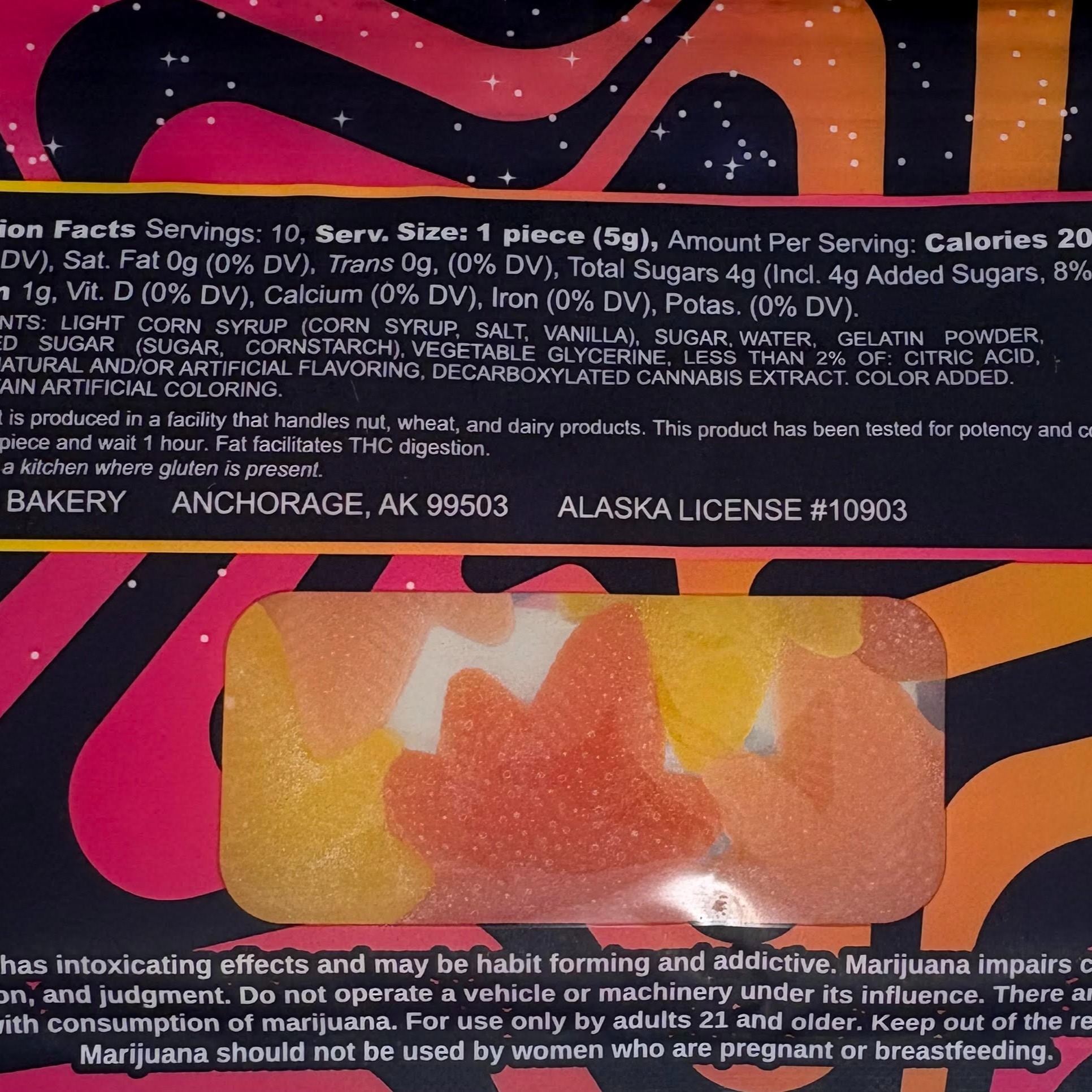 Photograph of product: Midnight Sun Oui'd Boingos 100mg Gummies by MoMo's Bakery