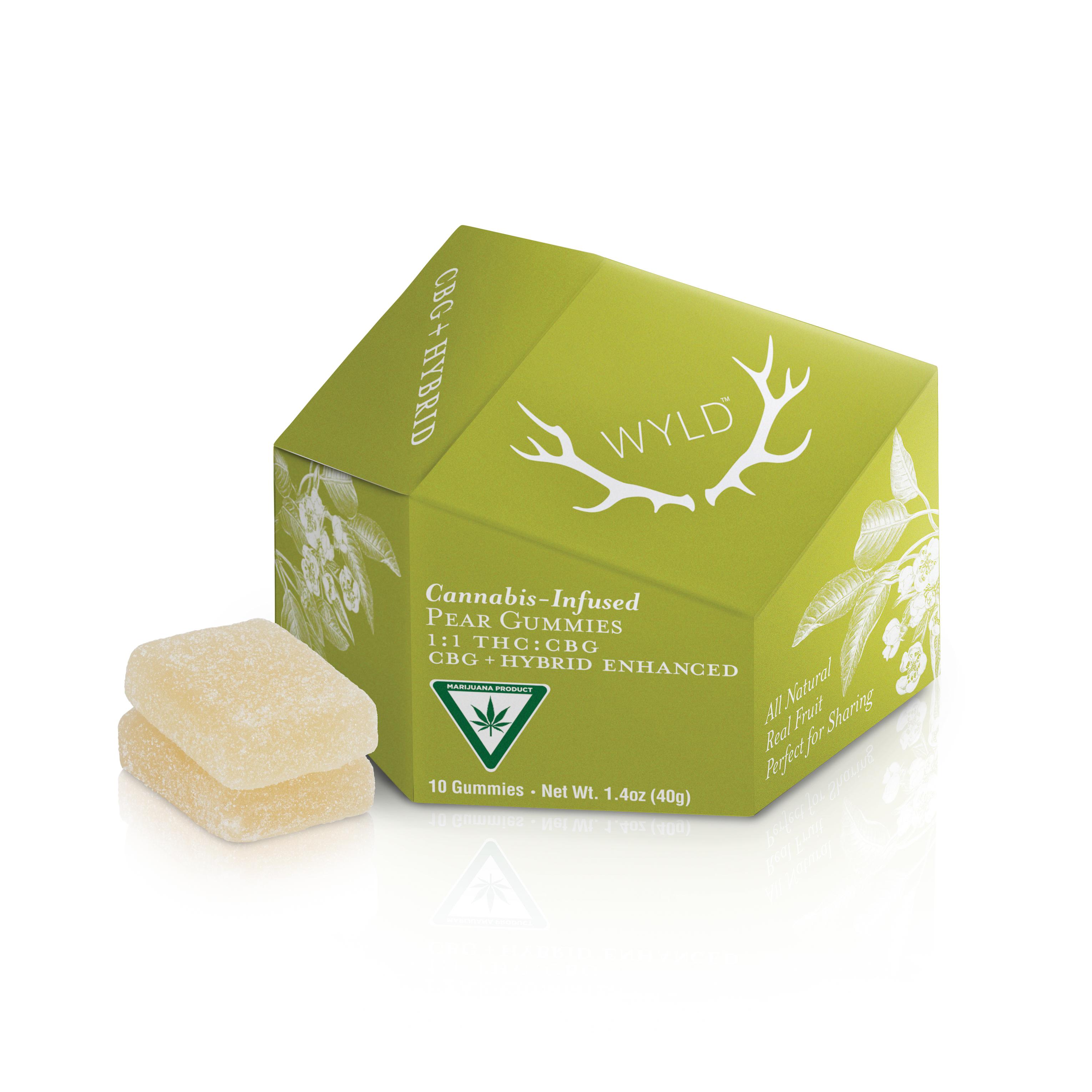 Photograph of product: 1:1 | Pear | 20mg TH-oui x 20mg CBG | 10pk | WYLD
