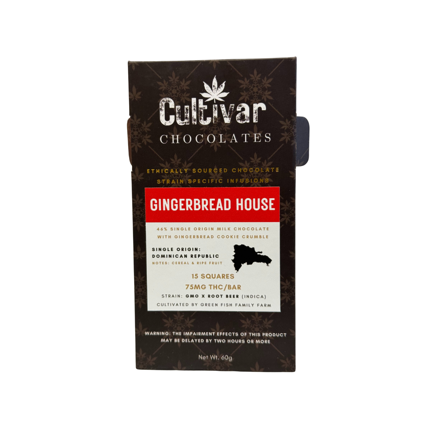 Photograph of product: Gingerbread House Chocolate Bar | 100mg Bar | Cultivar Chocolates
