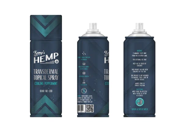 Photograph of product: Cooling Peppermint Transdermal Topical Spray - Kemp's Hemp - 1000mg CBD