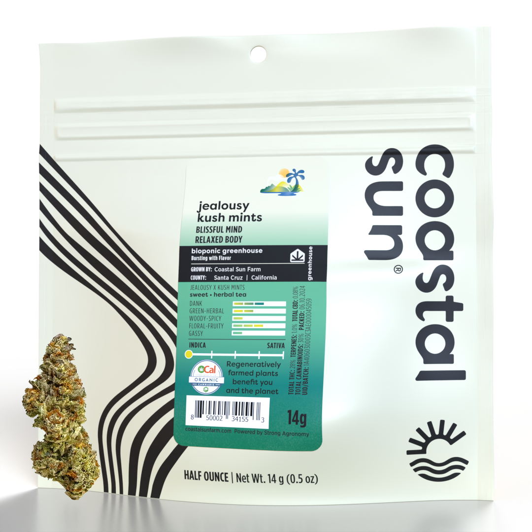 Photograph of product: Jealousy Kush Mints Greenhouse Flower 14g
